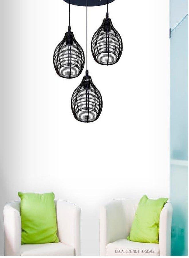 BrightLyt 3-Light Chandelier/Jhumar Industrial Black Finish Metal Shade Hanging Pendant Ceiling Lamp - Image 2